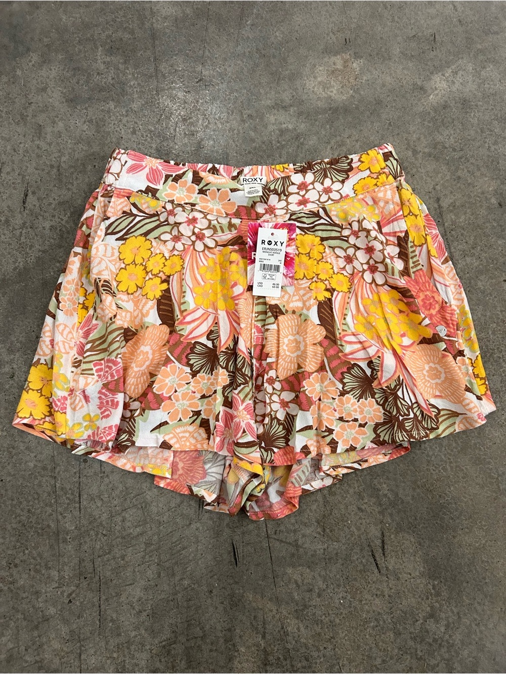 Roxy Floral Print Shorts in Pink, Yellow & Brown